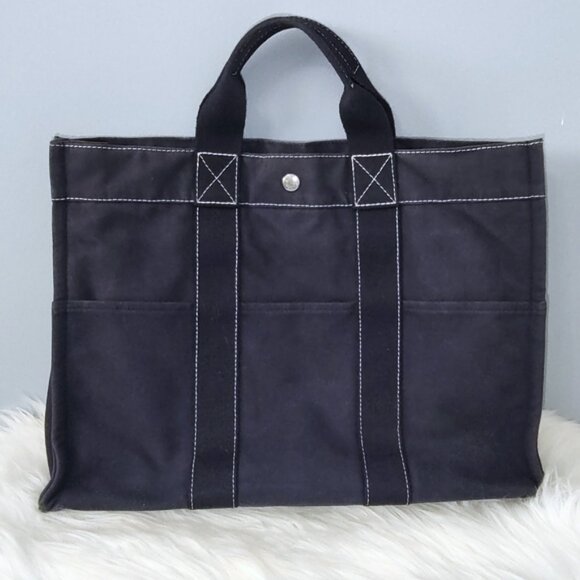HERMES Fourre Tout large MM toile canvas tote EUC - Picture 1 of 12